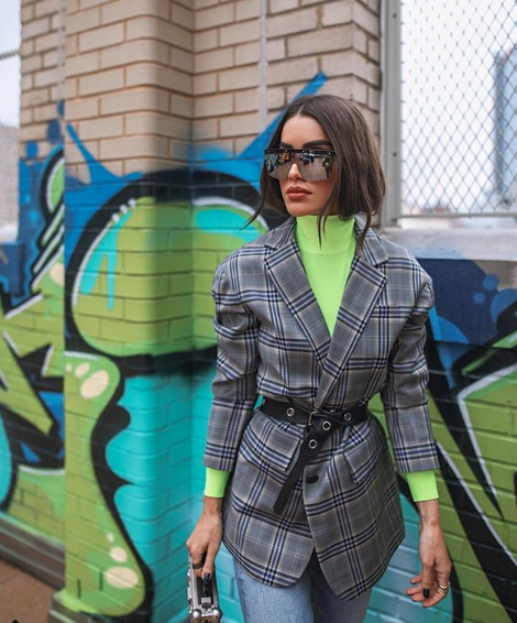 Camila Coelho - Plaid Blazer - Neon Pop